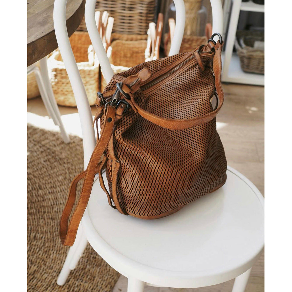 The Rita Leather Hobo in tan